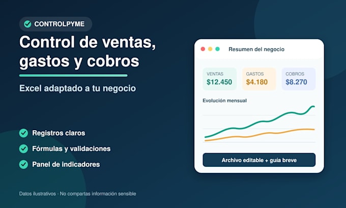crear un control de ventas gastos y cobros en excel