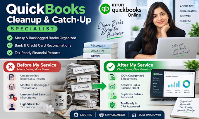 clean up and reconcile your quick books bookkeeping