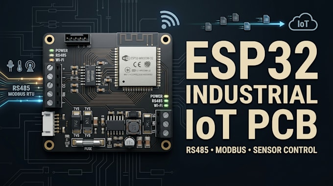 design esp32 industrial iot controller pcb with rs485 modbus rtu