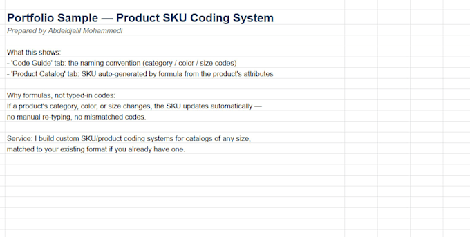 create a sku product coding system for your catalog