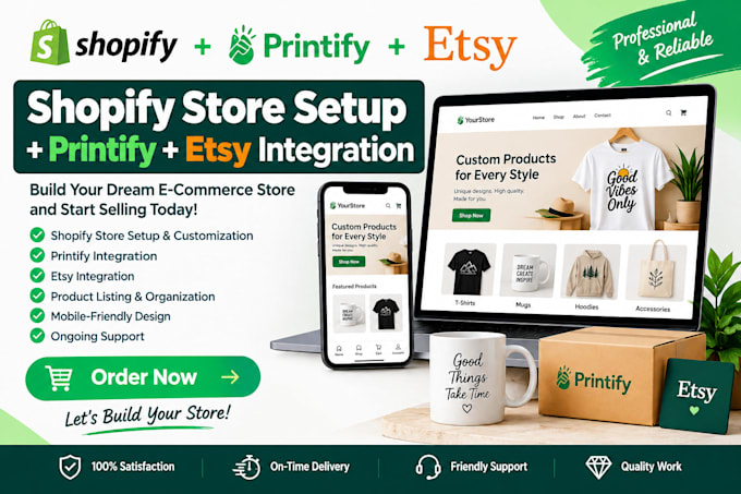 set up a shopify store with printify and etsy integration