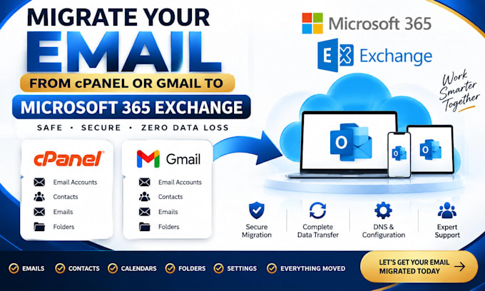 migrate your email from cpanel or gmail to microsoft 365 exchange