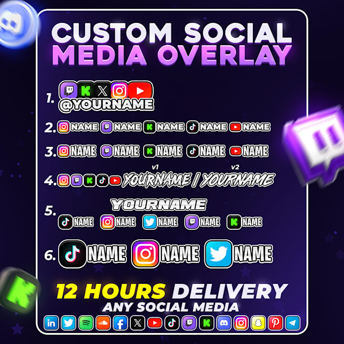 create custom social media name bar overlay