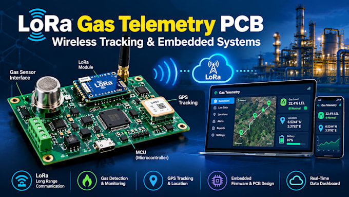 design lora gas telemetry pcb for tracking and wireless embedded systems