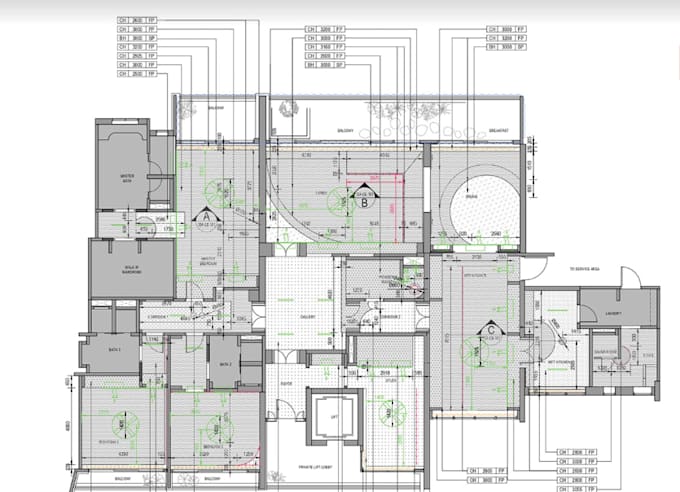 redraw reflected ceiling plan, light fixture layout,ceiling fans,smoke detectors