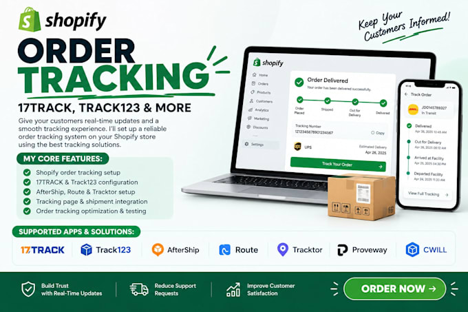 setup shopify order tracking 17track track123 cwill aftership route tracktor pro