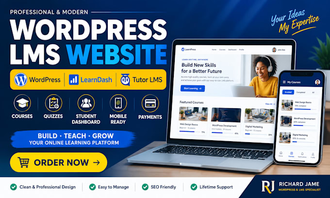 build a wordpress lms website with learndash or tutor lms