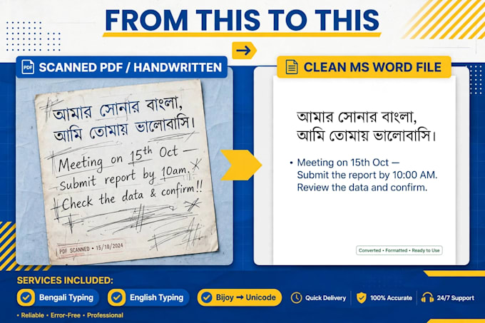 do fast bengali and english typing and data entry