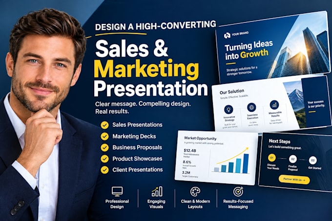 design a high converting sales presentation, proposal and marketing deck