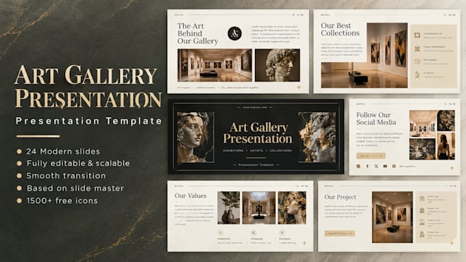 design a luxury art gallery presentation or catalog with canva
