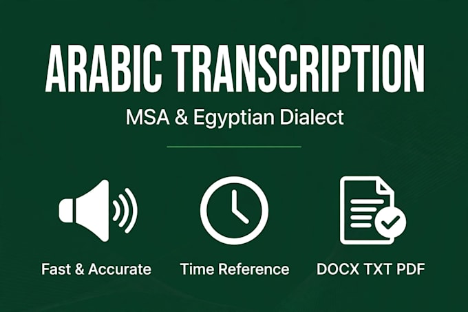 transcribe english and arabic audio and video to text in 24h