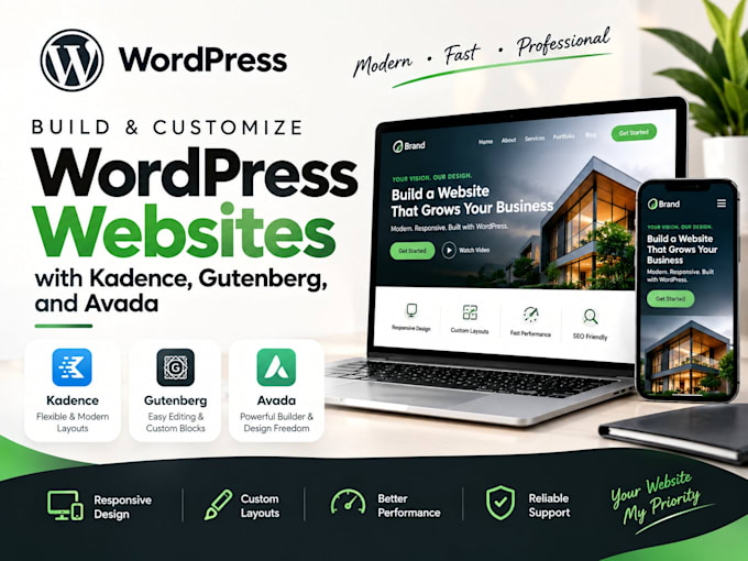 design kadence gutenberg wordpress avada into a modern website