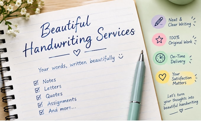 provide neat and beautiful handwriting services