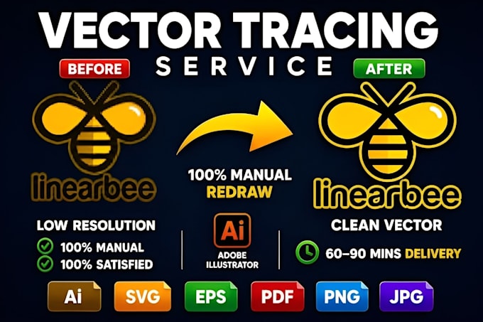 do manual vector tracing, logo vector redraw and recreate vector file