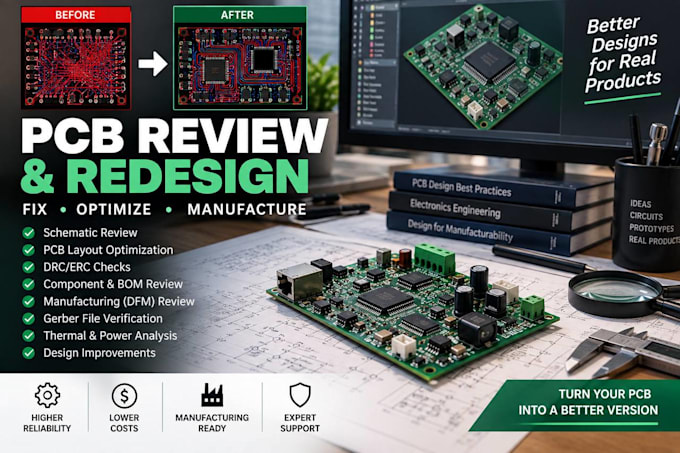 review, redesign and optimize your pcb layout and schematic