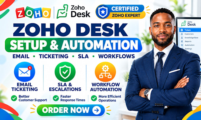 setup zoho desk email ticketing workflows sla and escalations automation