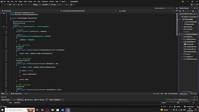 create c sharp backend apis and databases