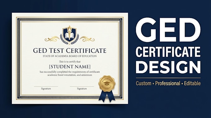 design a professional ged certificate and education certificate