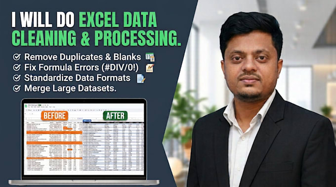do excel data cleaning, data processing, and formatting