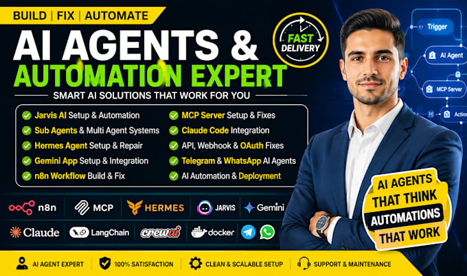 build fix jarvis ai sub agents hermes agent gemini app setup n8n mcp claude code