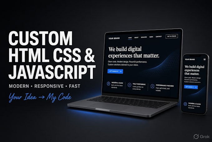 build a custom HTML CSS javascript website