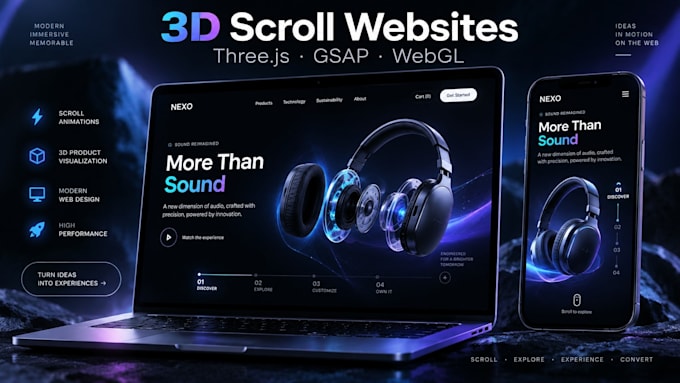 build a 3d interactive scroll animated website with threejs and gsap