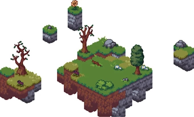 draw retro pixel game art isometric pixel art 2d game assets tilesets pixel map