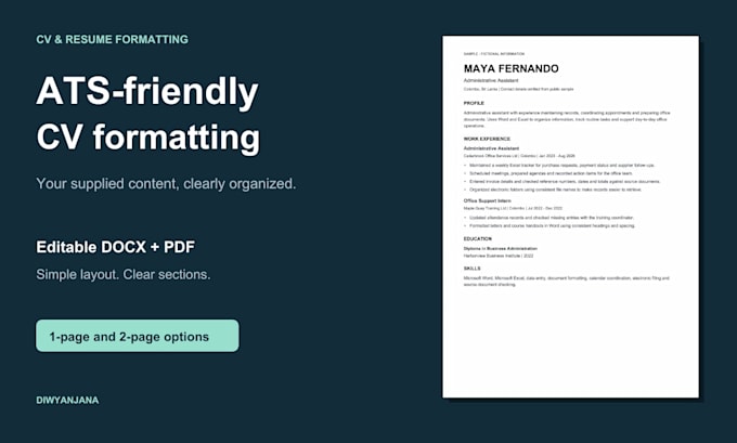 create and format an ats friendly CV or resume