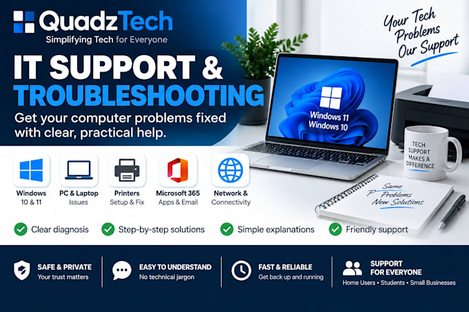 troubleshoot and help fix your computer or IT problems