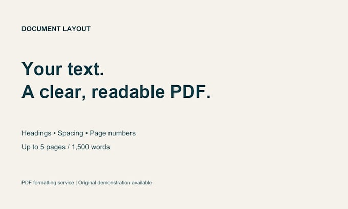 format your supplied text into a clean readable PDF document