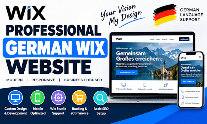design, redesign and develop a professional german wix website