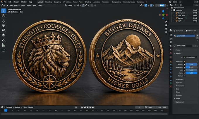 design custom 3d coins and challenge coin models
