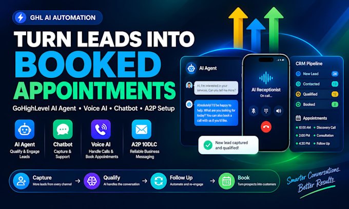 build gohighlevel ai agent, voice ai, chatbot, a2p setup and workflow automation