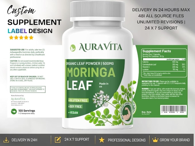 design professional supplement label and product