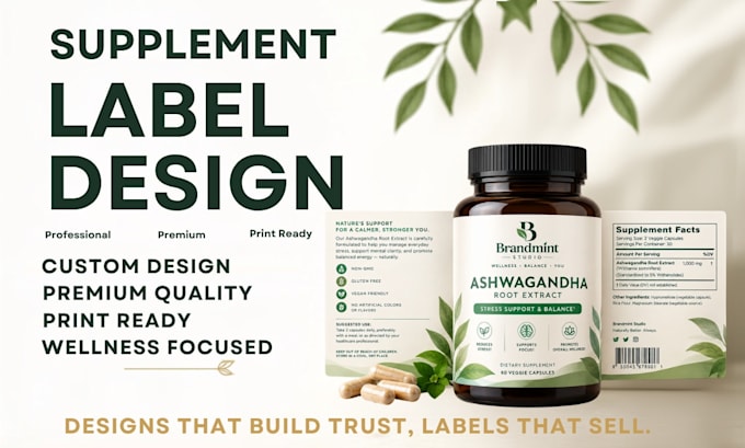 design professional supplement label and packaging