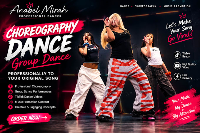 create choreograph dance, group dance professionally to your original song