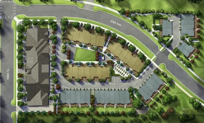 design and create stunning 2d or 3d site plan rendering for property development