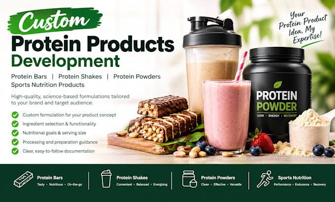 develop custom protein bars, shakes, powders and sports nutrition products