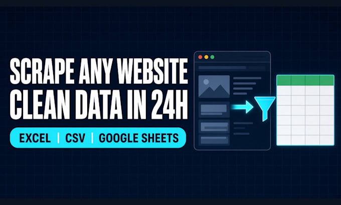 scrape any website and deliver clean data in excel, CSV or google sheets