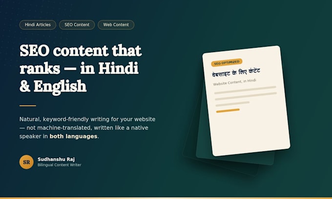 write SEO friendly hindi and english web content