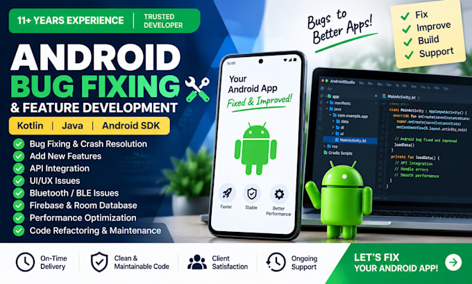 fix android bugs and add features to your kotlin app