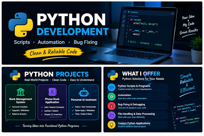 write python scripts, fix bugs and automate tasks