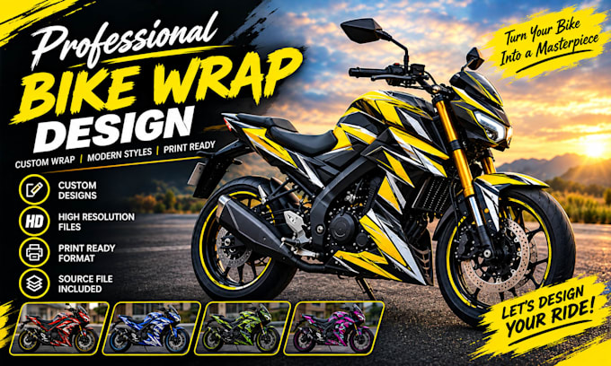 design a professional custom motorcycle bike wrap design