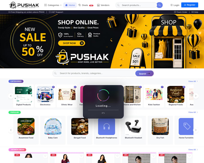 build a multi vendor ecommerce website and portal website with PHP and mysql