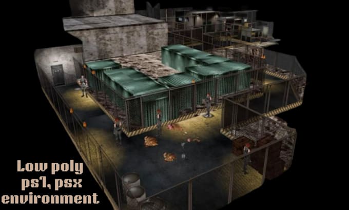 create ps1 ps2 psx n64 low poly 3d horror game environments map psx game assets