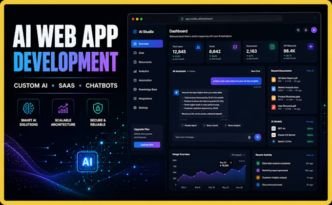 develop a custom ai web app, ai saas, ai website, or ai software