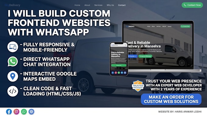 build responsive frontend website with whatsapp