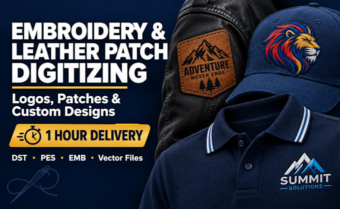 embroidery digitizing patch and leather patch design embroidery logo digitizing