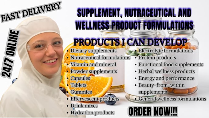 develop supplement, nutraceutical and wellness product formulations