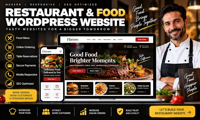 build restaurant food wordpress website with online ordering